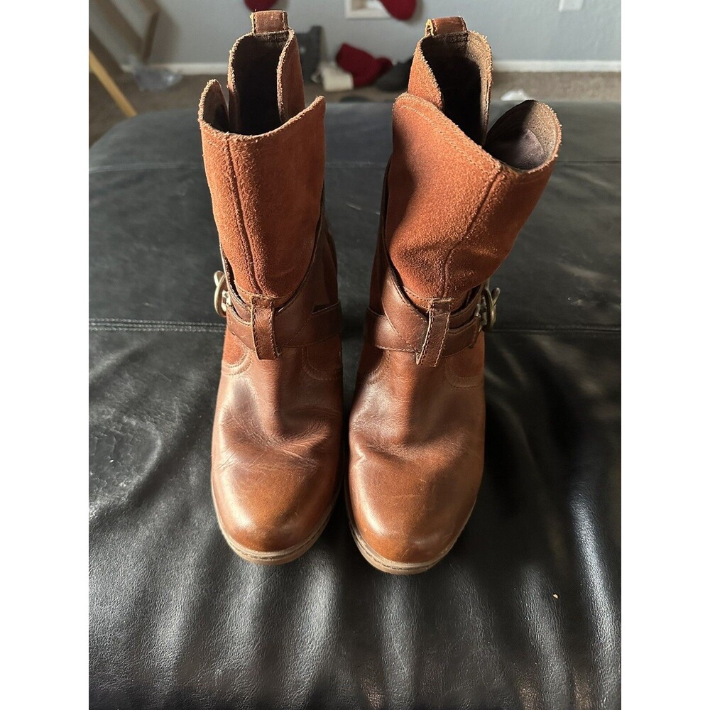 Timberland Brown Leather Western Heeled Boots Women’s 9.5 Cowgirl mid calf